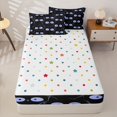 thumbnail image 4 of Manfei Cute Lines Cat Zipper Queen Comforter Set with Fitted Sheet and 2 Pillowcases, Abstract Kitten Zipper Bedding Set, Black Blue, Polkadot Reversible, 4-Piece, 4 of 7