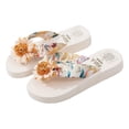 thumbnail image 5 of Rokment Women's Flower Platform Wedge Memory Foam Dress Slip on Flip Flops Boho Beach Sunflower Thongs Slides Sandals Casual Indoor Outdoor Vacation Slippers White Size 6.5, 5 of 7