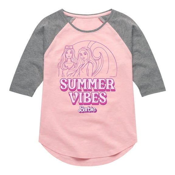 Barbie - Summer Vibes - Barbie and Friend - Toddler And Youth Girls Raglan Graphic T-Shirt
