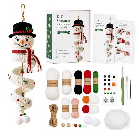 Crochet Snowman Spiral Ornament DIY Kit - Snowman Spiral Ornament DIY Kit