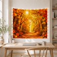 thumbnail image 5 of Autumn Forest Road Under Bright Sun, Peaceful Vintage Style for Nature Lovers, Nature Wall Art, Thanksgiving Hostess Gift, Tapestry Wall Hanging for Bedroom and Living Room, 5 of 7