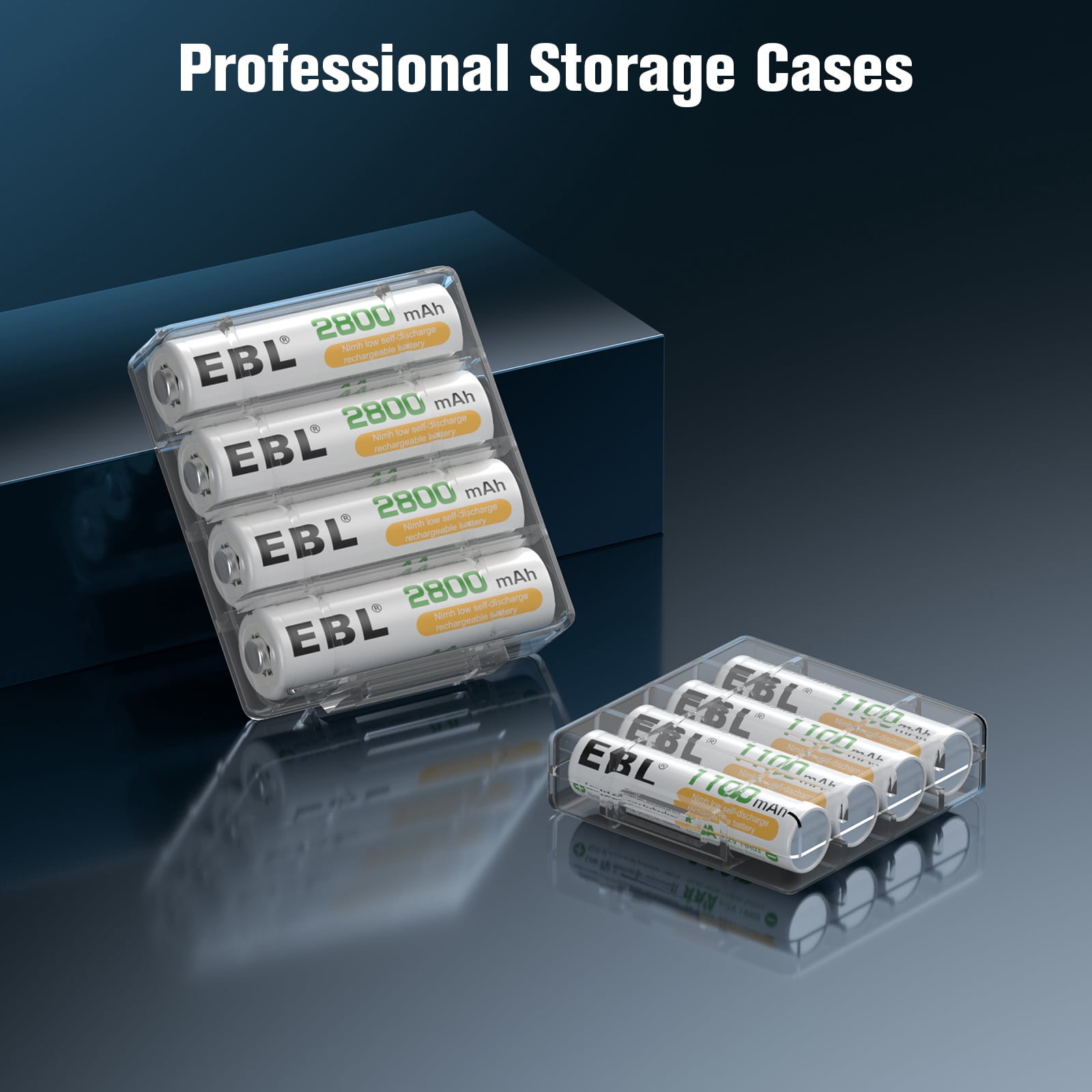EBL 8 Bay Rechargeable Battery Charger with 4-Pack AA 2800mAh & 4-Pack 1100mAh AAA Batteries