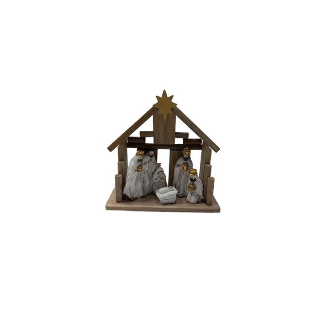 Set de figuritas de belén de resina pintadas a mano - Decoración navideña de la Sagrada Familia para exhibición en casa y regalo coleccionable