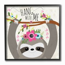 The Stupell Home Decor Collection Hang With Me Sloth and Flowers Wall Art