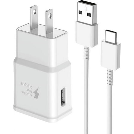 Original OEM Fast Charger Set for Samsung Galaxy S24, S23, S22, S21, S20, S10 Ultra, Plus models  Fast Wall Charger Adapter Plug   3ft Type-C Cable [White]