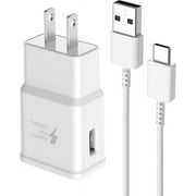 Original OEM Fast Charger Set for Samsung Galaxy S24, S23, S22, S21, S20, S10 Ultra, Plus models 15W USB Fast Wall Charger Adapter Plug + 4ft Type-C Cable [White]