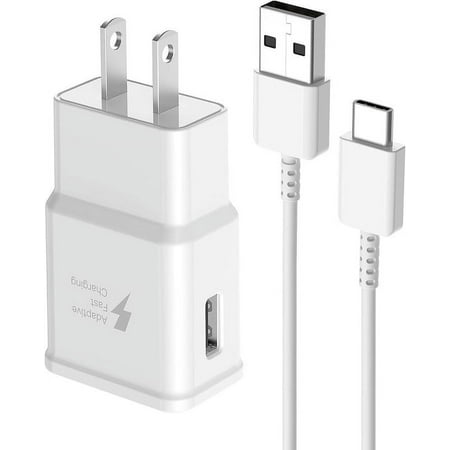 USB Fast Charger Wall Power Adapter Plug + USB Type-C Cable Cord Kit, 4ft Compatible with Samsung Galaxy S10 S10+ S10e S20 S21 S22 S23 S24 Ultra Plus models, Universal for all USB-C devices, White