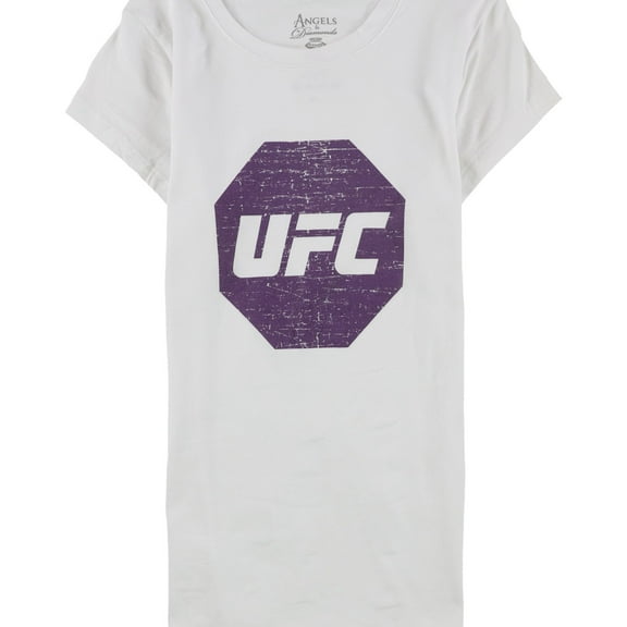 UFC Womens Distressed Logo Graphic T-Shirt, White, X-Large