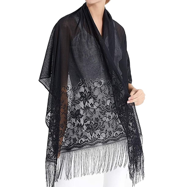 W12 Gentle Cotton Yarn Lady Party Long Scarf Shawl Embrodery Floral Lace vory | eBay n 2025