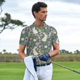 thumbnail image 3 of Balery Retro Bunny Floral Camisa Polo de Hombre con Estampado, de Manga Corta y Tejido Medio, Camisa Tipo Golf Polo-4X-Large, 3 of 6