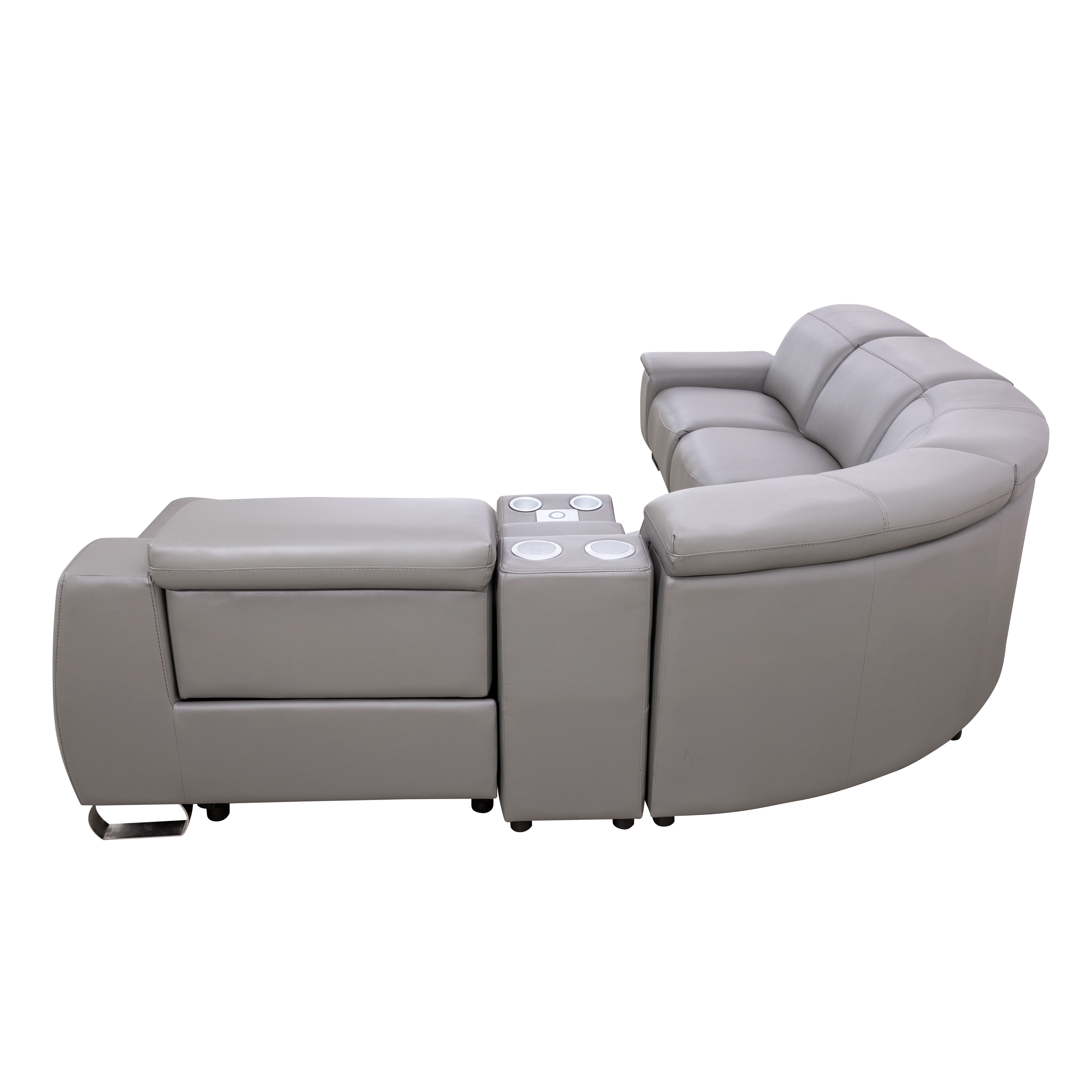 MAYEERTY Power Reclining Modular L-Shaped Sectional Sofa, Leather Recliner with Bluetooth Speaker & USB Charging for Living Room