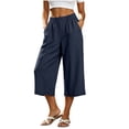 thumbnail image 2 of Drovellove Women's Plus Size Casual Cropped Pants with Pockets – Mid-Rise Straight Leg Summer Shorts, 2 of 6