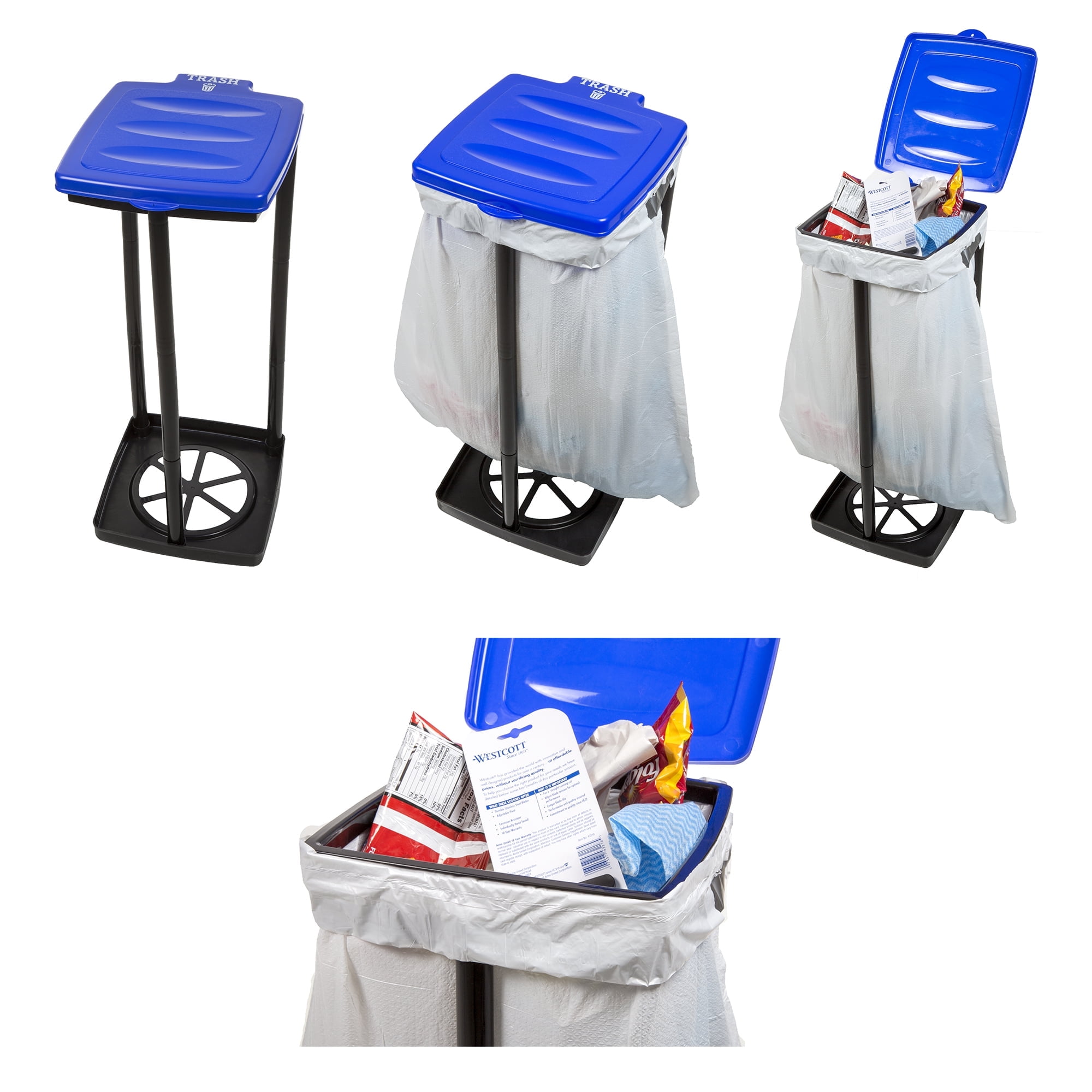 Portable Trash Bag Holder ? Collapsible Garbage Bin for Parties Camping or RV ? 13-Gallon Trash Can for Indoor/Outdoor by Wakeman Outdoors (Blue)