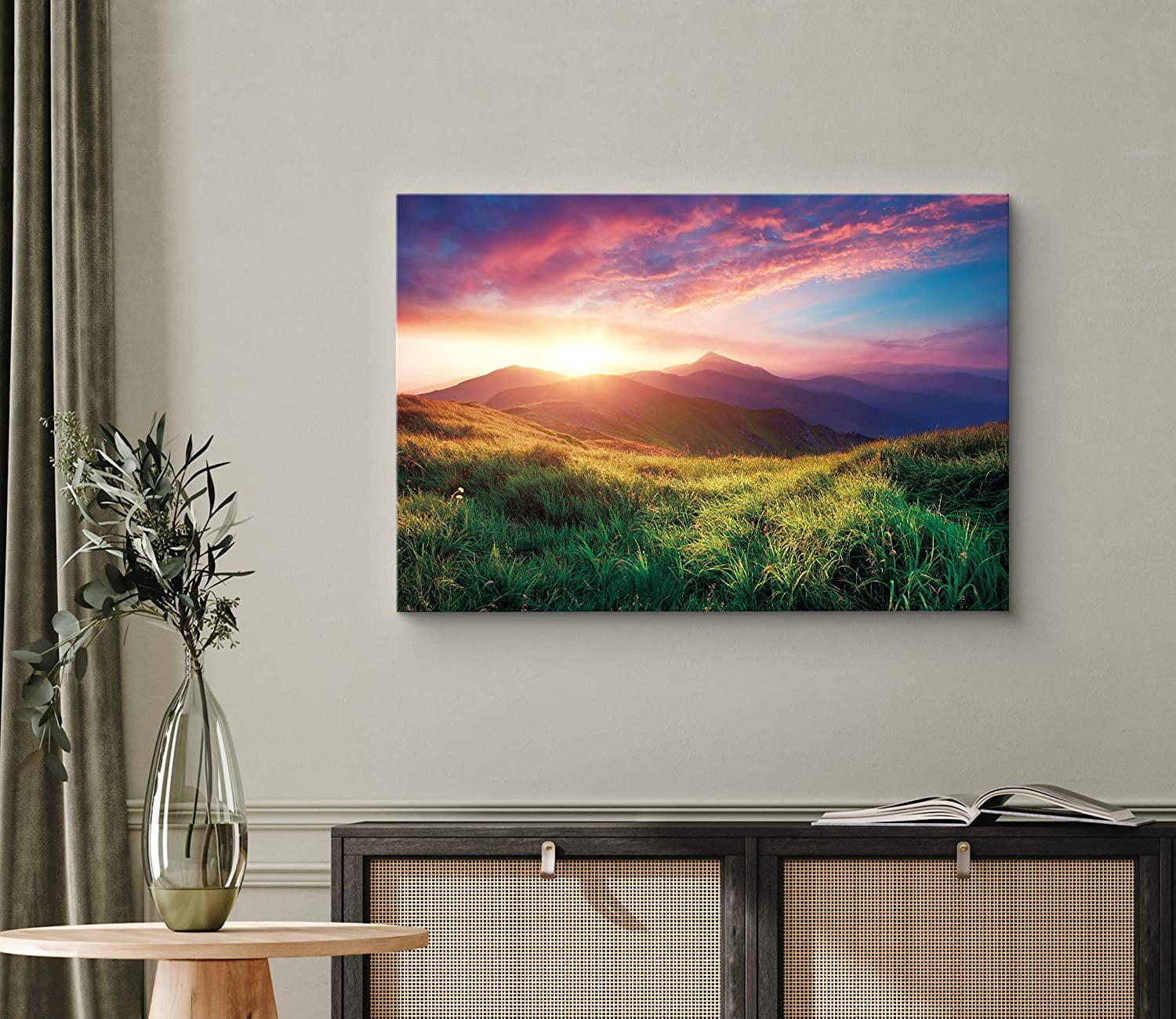 wall26 Canvas Print Wall Art Purple and Red Sunrise Over Blue