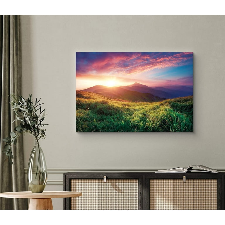 wall26 Canvas Print Wall Art Purple and Red Sunrise Over Blue