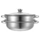 thumbnail image 1 of Olla de vapor de acero inoxidable de 2 niveles, olla para cocinar al vapor, juego de utensilios de cocina, olla de vapor con tapa, utensilios de cocina para parrilla, estufa, herramienta de cocina, 1 of 7
