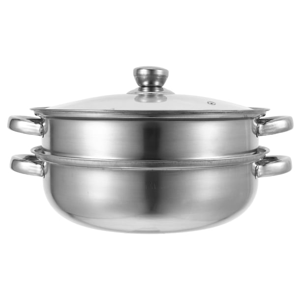 Olla de vapor de acero inoxidable de 2 niveles, olla para cocinar al vapor, juego de utensilios de cocina, olla de vapor con tapa, utensilios de cocina para parrilla, estufa, herramienta de cocina