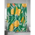 thumbnail image 5 of Tropical Shower Curtain, Lemon Leaf Fruit Bathroom Decor Curtains Set with Hooks, Orange Green Waterproof Fabric Home Accessories， Stall 36 X 72 Inch, 5 of 6