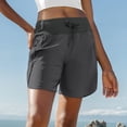 thumbnail image 2 of Women's Athletic Running Long Shorts Workout Hiking Shorts Quick Dry High Waisted Active Zipper Pocket Dark Gray M, 2 of 4