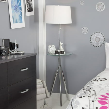 - Kenroy Home Rosie Floor Lamp with Tray, Chrome