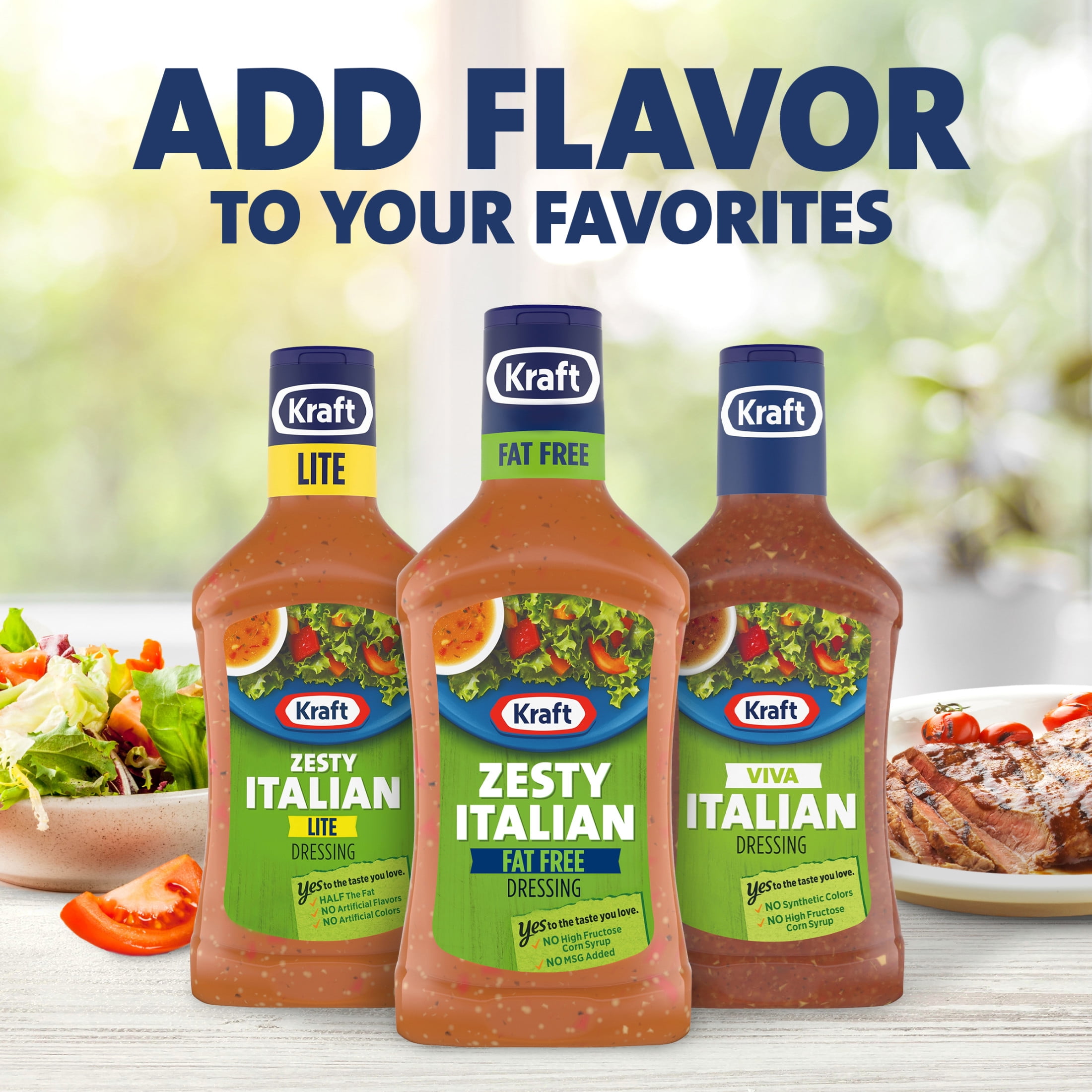 Kraft Zesty Italian Fat Free Dressing, 16 fl oz Bottle