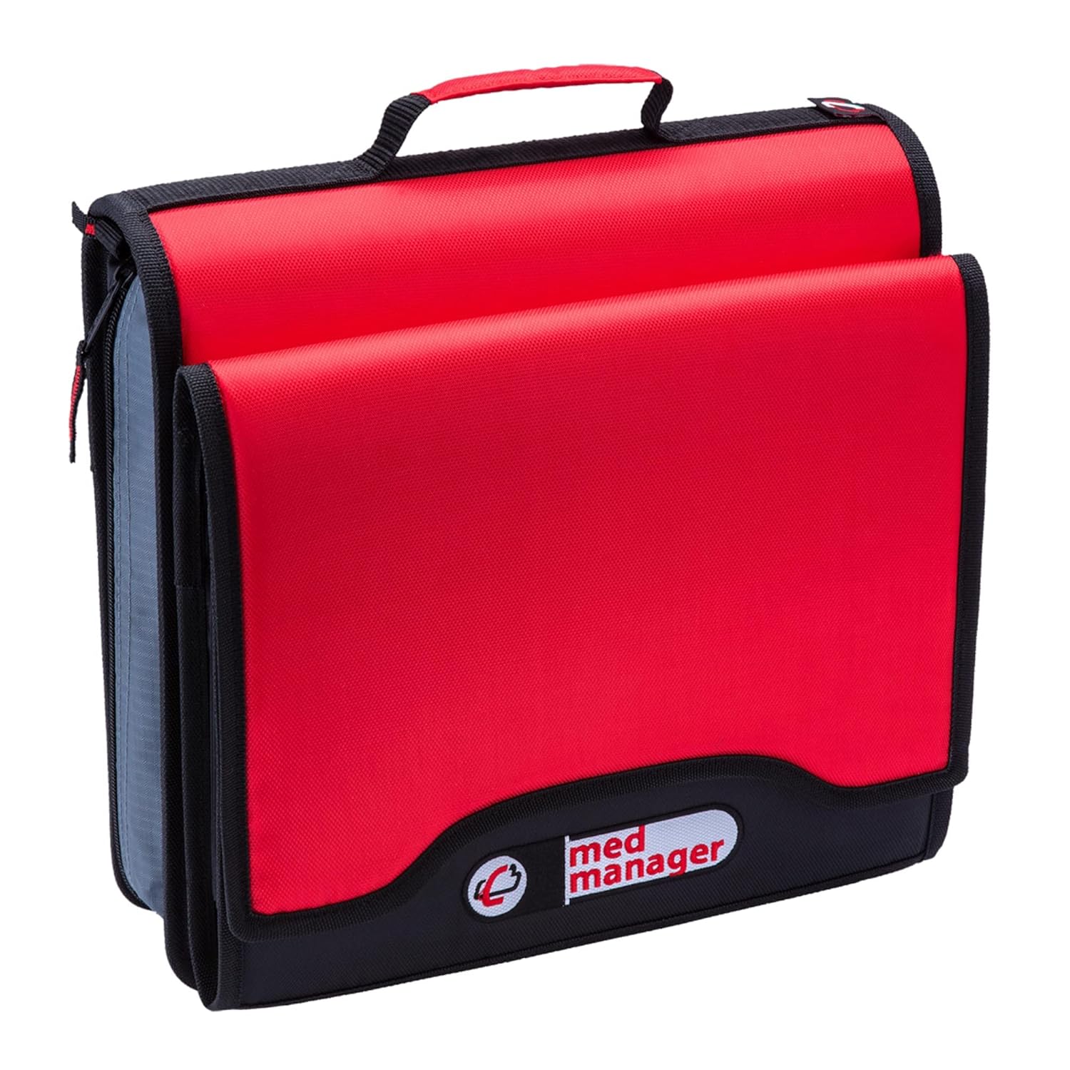 Med Manager Diabetic Supply Organizer with Insulin Cooler Travel Case, Holds (15) Pill Bottles - (11) Standard Size and (4) Large Bottles, Red, 13 inches x 13 inches x 4.5 inches