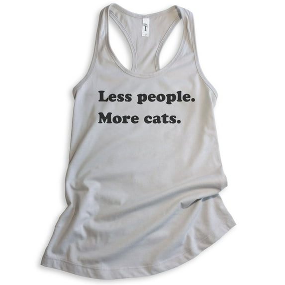 Less People More Cats Tank Top, Ladies Racerback Tank Top, Cat Lover Tank, Animal Tank, Antisocial Tee, Silver Gray, X-Large