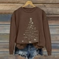 thumbnail image 2 of Ladies' Christmas Printed Casual Long Sleeved Round Neck Sports Hoodie Top, Comfortable Pullover for Women, Festive Holiday Apparel, Streetwear Style,Brown,XL, 2 of 4
