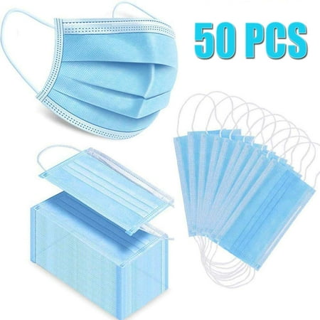 Disposable Earloop Face Masks，Great for Virus Protection and Personal Health (50)