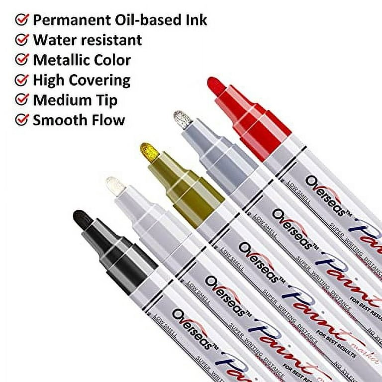 Overseas White & Black Paint Pens Paint Markers - Permanent Acrylic Markers  2 Pack, Water Based, Quick
