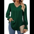 thumbnail image 2 of Blusas de Larga para Mujer 2025, Elegantes, Informales, con Cuello en V, Tipo Túnica, Blusa Holgada de para el Trabajo. Verde S, 2 of 5