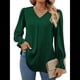 thumbnail image 2 of Blusas de Larga para Mujer 2025, Elegantes, Informales, con Cuello en V, Tipo Túnica, Blusa Holgada de para el Trabajo. Verde L, 2 of 5
