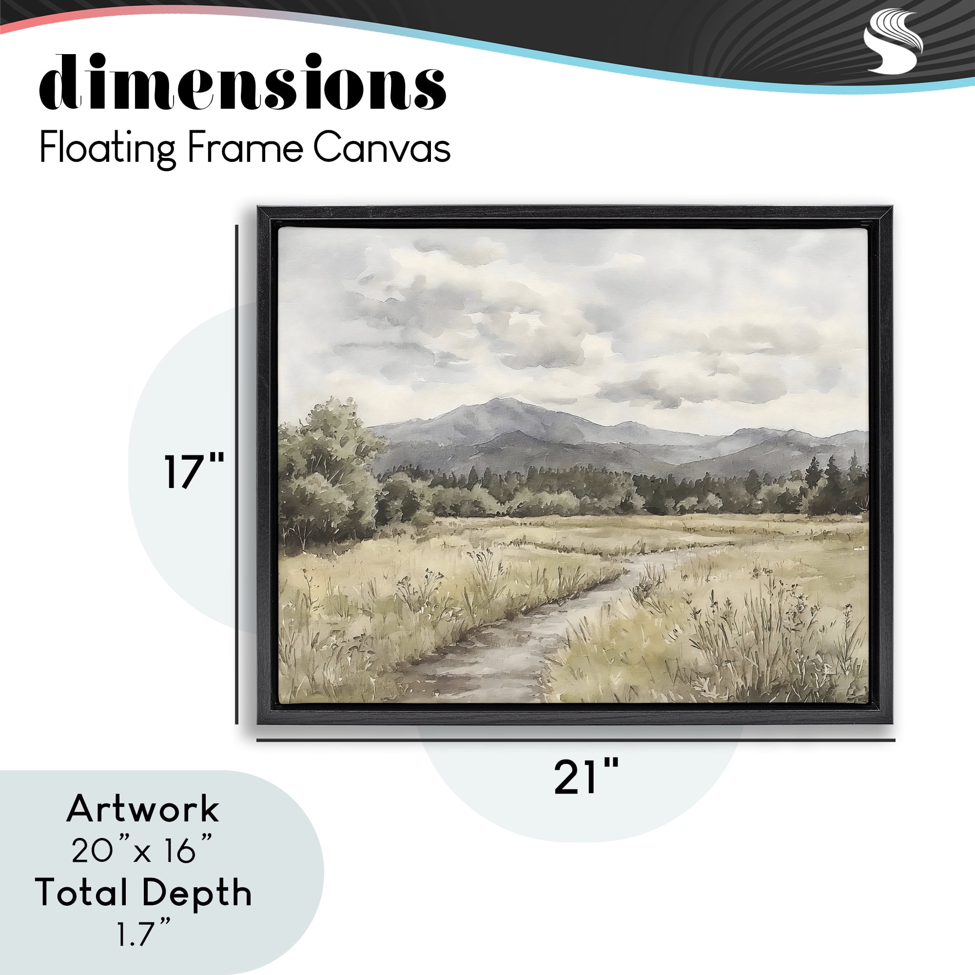 Stupell Industries Muted Pathway to Mountains Black Framed Floater Canvas Wall Art, design by Riley B
