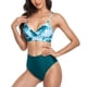 thumbnail image 3 of Bikini Dividido Tie Dye Print Cintura Alta Elástico Transpirable Cómodo Traje De Baño Bikini Para Playa Verde XL, 3 of 7