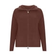 thumbnail image 4 of DPTALR Women's Fashion Casual Solid Color Long Sleeve Sweater Jacket,Brown,Size M, 4 of 8