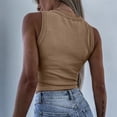 thumbnail image 5 of KJIUQ Womens Sleeveless Crewneck Workout Crop Tops Rib-Knit Cute Racerback Cropped Tank Tops Teen Girls Summer Clothes(Khaki,XXL), 5 of 8