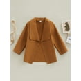 thumbnail image 2 of hirigin Toddler Boy Autumn Cardigan, Solid Color Turn Down Collar Long Sleeve Open Front Coat, 2 of 9