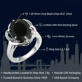 thumbnail image 2 of Gem Stone King 4.07 Cttw Black Onyx Engagement Ring for Women | 925 Sterling Silver | Gemstone December Birthstone | Oval 12X10MM | Available in Size 5,6,7,8,9, 2 of 6