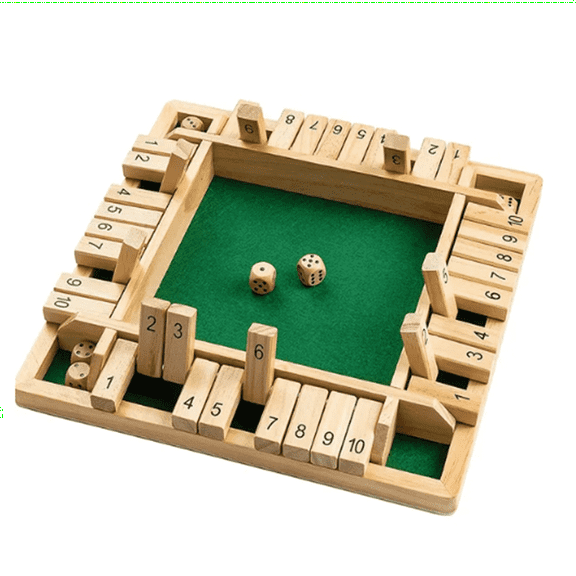1-4 Players Shut The Box Dice Game, Wooden Board Table Math Game with 2 Dice and Shut-The-Box Instructions for Family Classroom Home or Pub (8.6 Inches)