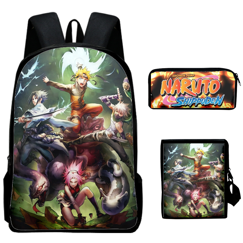Fnyko Backpack 3 Pack Anime Naruto Backpack Unisex 3D Print Casual