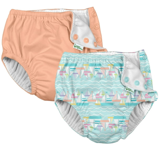i Play (2 Pack) Girls Reusable Absorbent Baby Swim Diapers Swimming