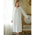 thumbnail image 2 of Defitshape Women's Cotton Victorian Nightgown Vintage Long Sleeve Sleep Dress Soft Old Fashioned Billowy Cute Lightweight Long Pj Shirt White Small, 2 of 5