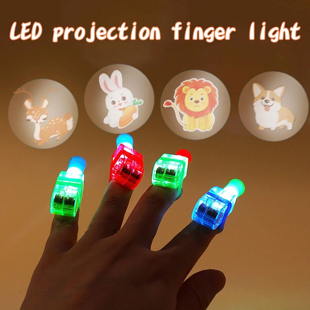 Fiber Optic FingerBeams Finger Ring Lights - 4 pack, assorted colors