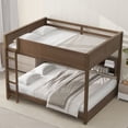 thumbnail image 2 of Queen over Queen Bunk Bed with Storage Cabinets and USB Ports, Antique Wood Color, 2 of 20