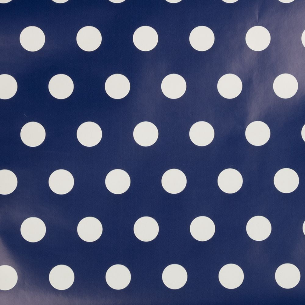 JAM Paper Dark Blue with White Polka Dot Wrapping Paper, 25 Sq ft, 1 Pack