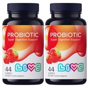 LIVS Probiotic Gummies for Women and Men – 5 Billion CFUs Bacillus Coagulans for Digestive Gut Health, Mood Support & Immune Boost | All Natural, Plant-Based, Vegan, Strawberry Flavor - 88 Count