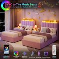 thumbnail image 3 of Ourlova Twin Size Boucle Upholstered Platform Bed Frame with Wavy Headboard and Storage Bookcase- 2 Drawers- No Box Spring Needed- Purple - Fun and Functional, 3 of 6