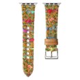 thumbnail image 5 of Woolen Band for Apple Watch Series 10 9 8 7 6 5 4 3 2 1 SE & Ultra 2 1 , Floral Print Leather Slim Band Adjustable Breathable Soft Strap for Women Girls iWatch 44/45/46/49mm/42mm(Series 1 2 3), Yellow, 5 of 5