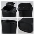 thumbnail image 3 of 10 Gallon Plastic Swing Top Waste Container for Home Kitchen, Rectangular Trash Bin with Swing Lid, Black, Pack of 4, 3 of 7