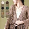 thumbnail image 3 of Aellinatey Women Hollowed Out Open Front Cardigan Sweater Kimonos Casual Knitwears Coat, 3 of 21